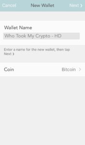Naming your wallet and selecting your coins in bitWallet