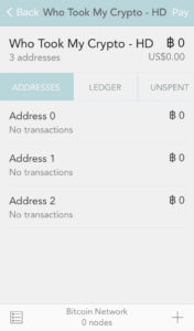 Reviewing addresses added in bitWallet