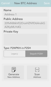 Adding your address and giving it a name in bitWallet