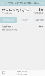Successful creation of wallet address in bitWallet