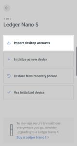 Select Import desktop accounts on Ledger app