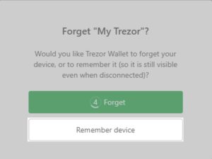 Select Remember Device on Trezor website
